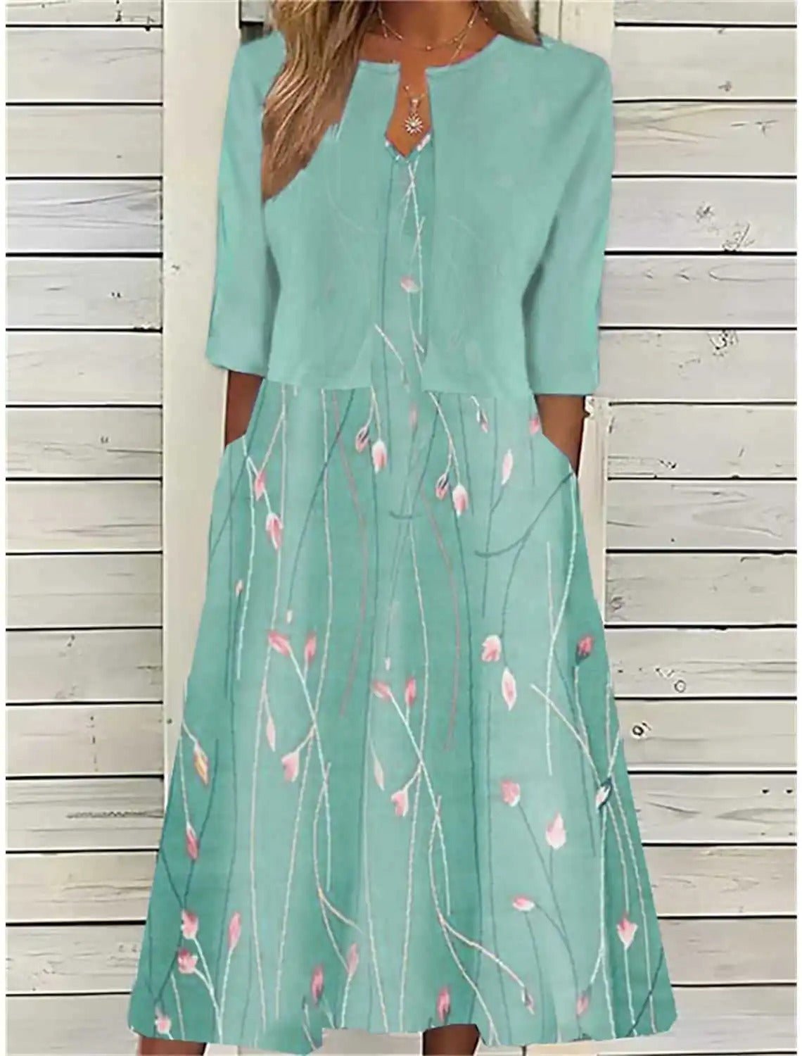 Women's Cropped Floral Midi Overlay - Green