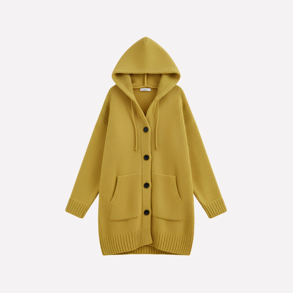 Women's Oversized Ribbed Longline Hooded Cardigan