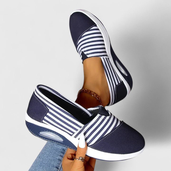Women's Striped Slip-On Platform Wedge Trainers