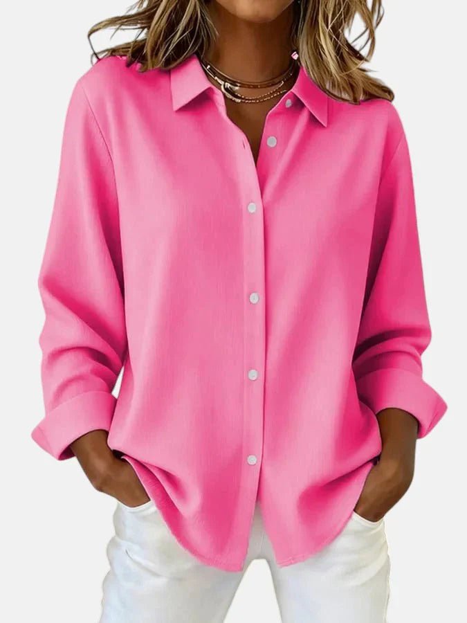 Women's Oversized Long Sleeve Blouse - Fuchsia