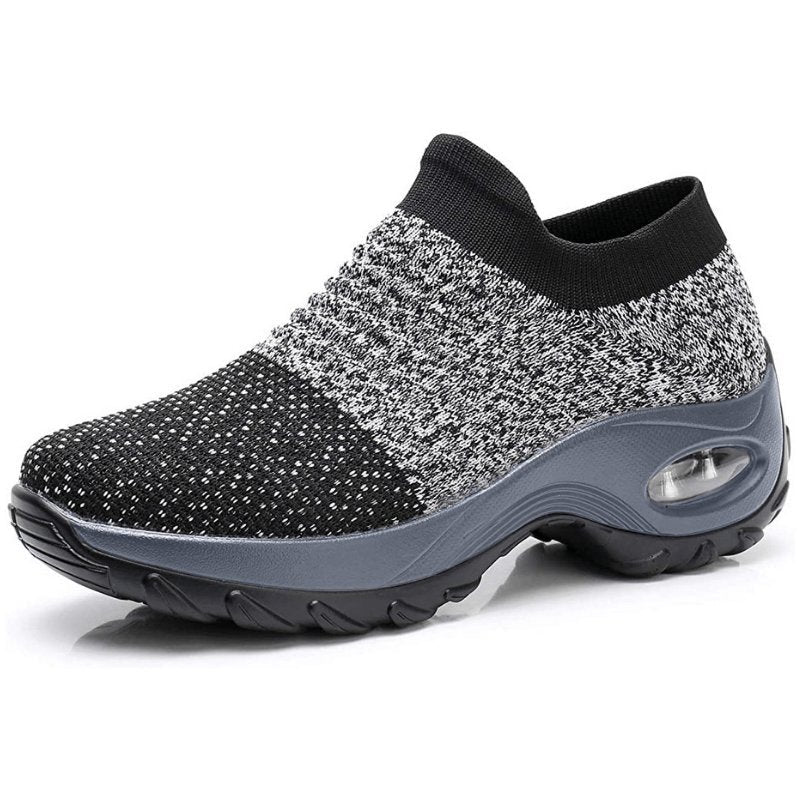 Women's Chunky Knit Platform Slip-On Wedge Trainers - Gray