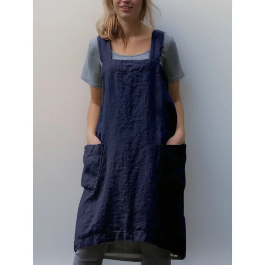 Women's Midi Pinafore Dress - Navy Blue
