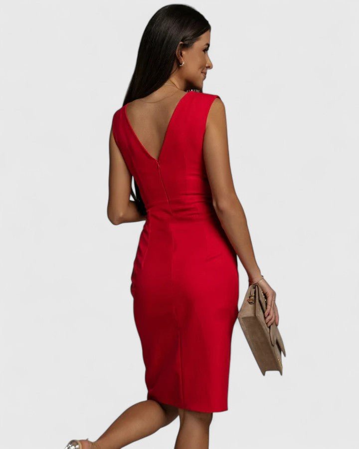 Women's Satin Bodycon Midi Party Dress