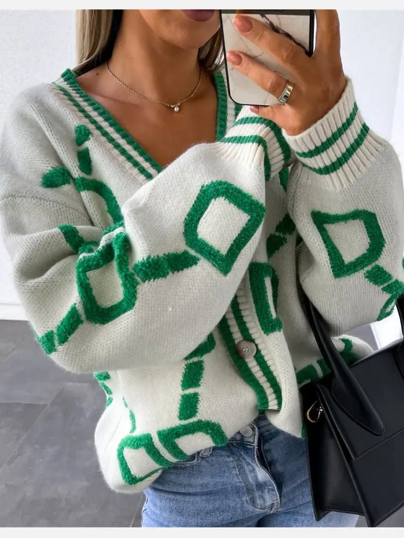 Women's V-Neck Knit Cardigan - White