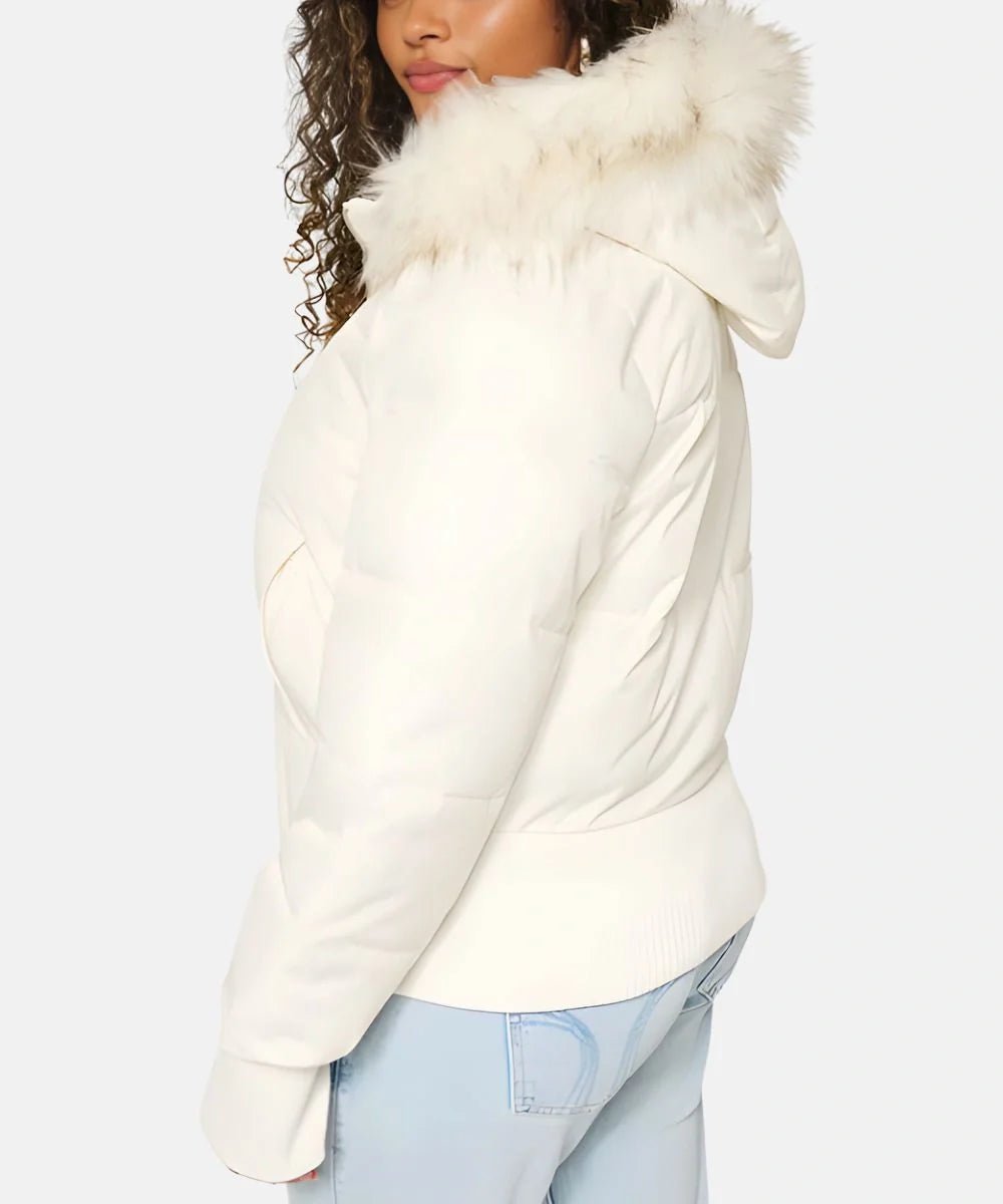 Women's Cropped Faux Fur Puffer Jacket