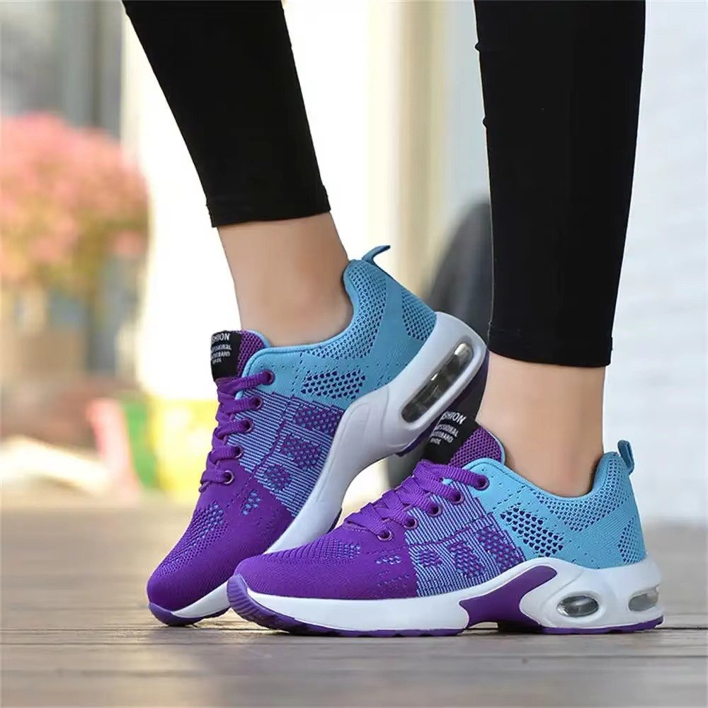 Women's Knit Running Lace-Up Platform Trainers