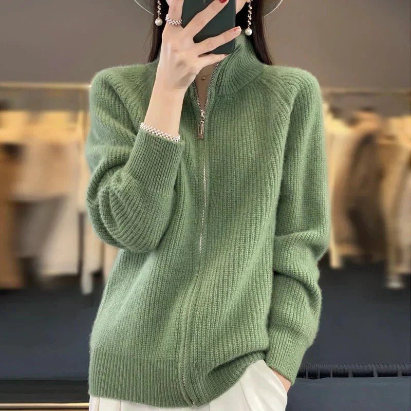 Women's Oversized Knit Jacket - Green