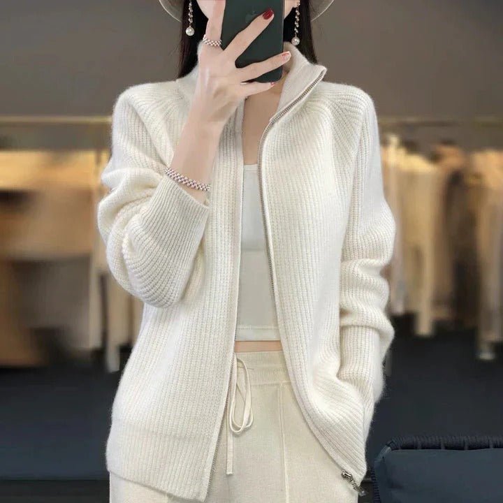 Women's Oversized Knit Jacket - White