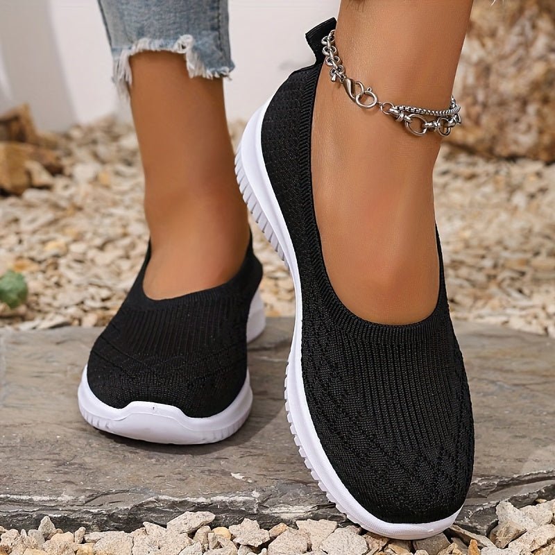 Women's Slip-On Knit Trainers - Black