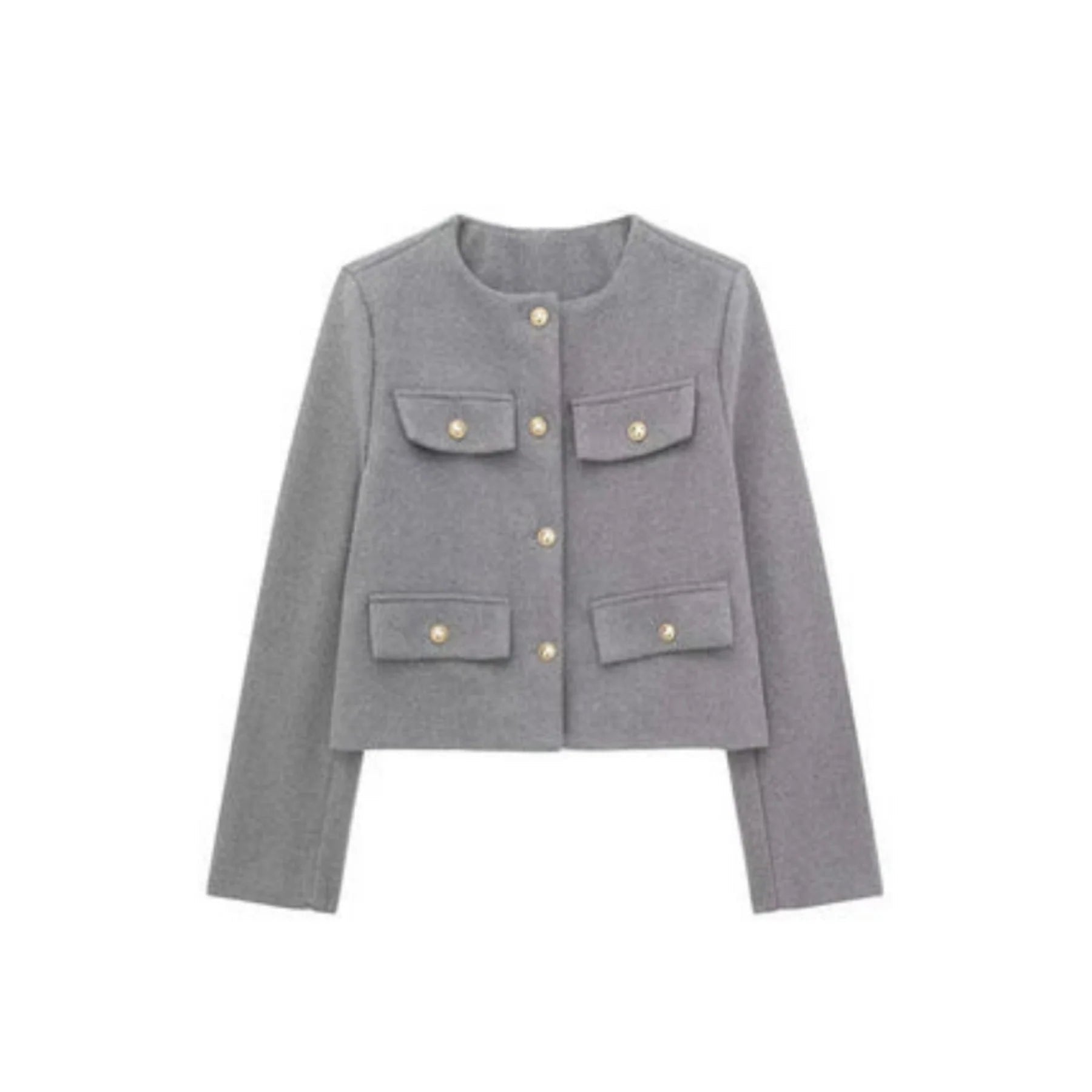 Women's Wool Cropped Jacket - Gray