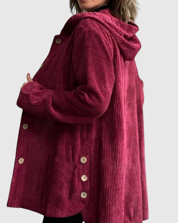 Women's Corduroy Hooded Longline Jacket