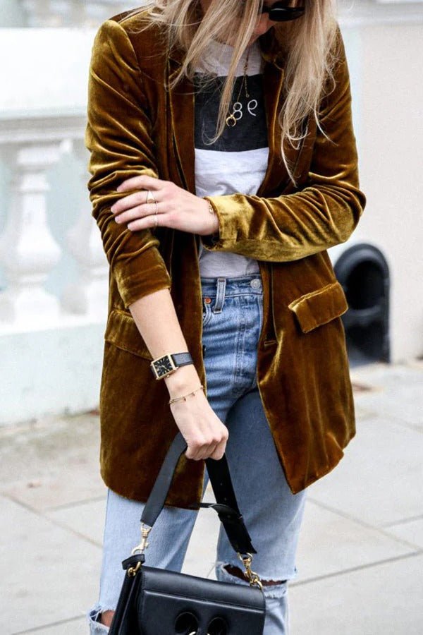 Women's Longline Velvet Blazer