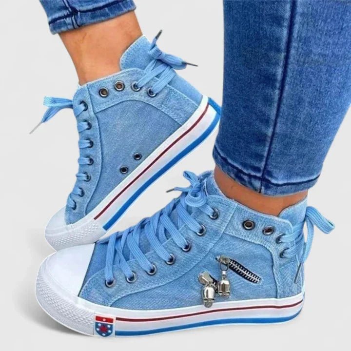 Women's Denim High-Top Trainers
