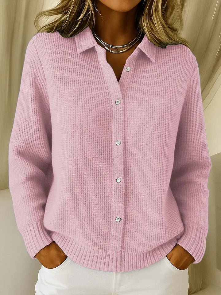 Women's Oversized Knit Long Sleeve Shirt - Pink