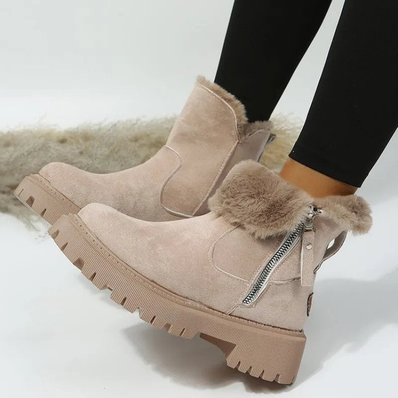 Women's Suede Ankle Boots - Khaki