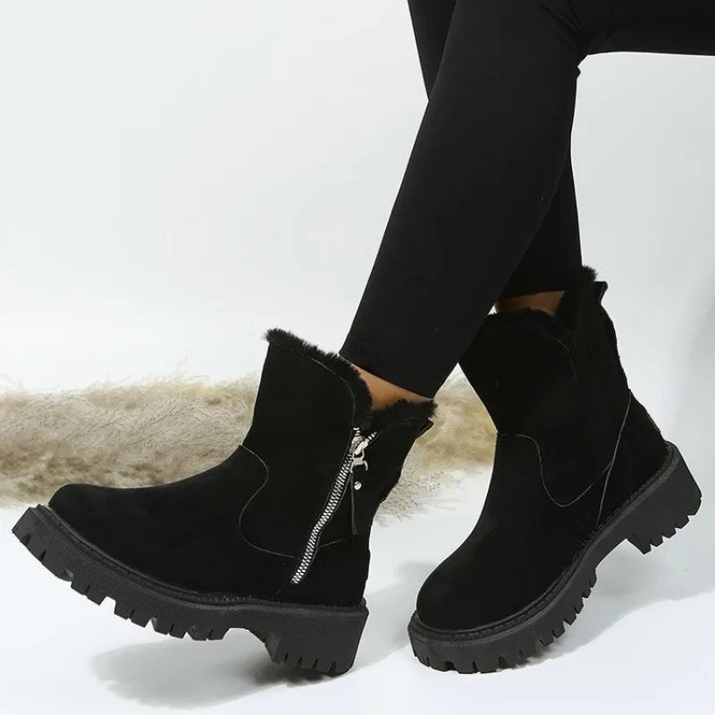 Women's Suede Ankle Boots - Black