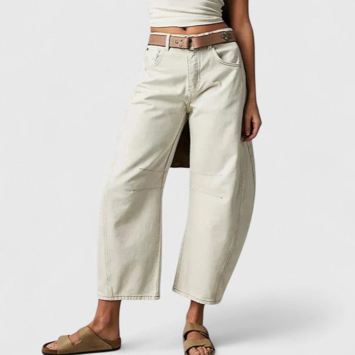 Women's Barrel-Leg High-Waisted Jeans - White