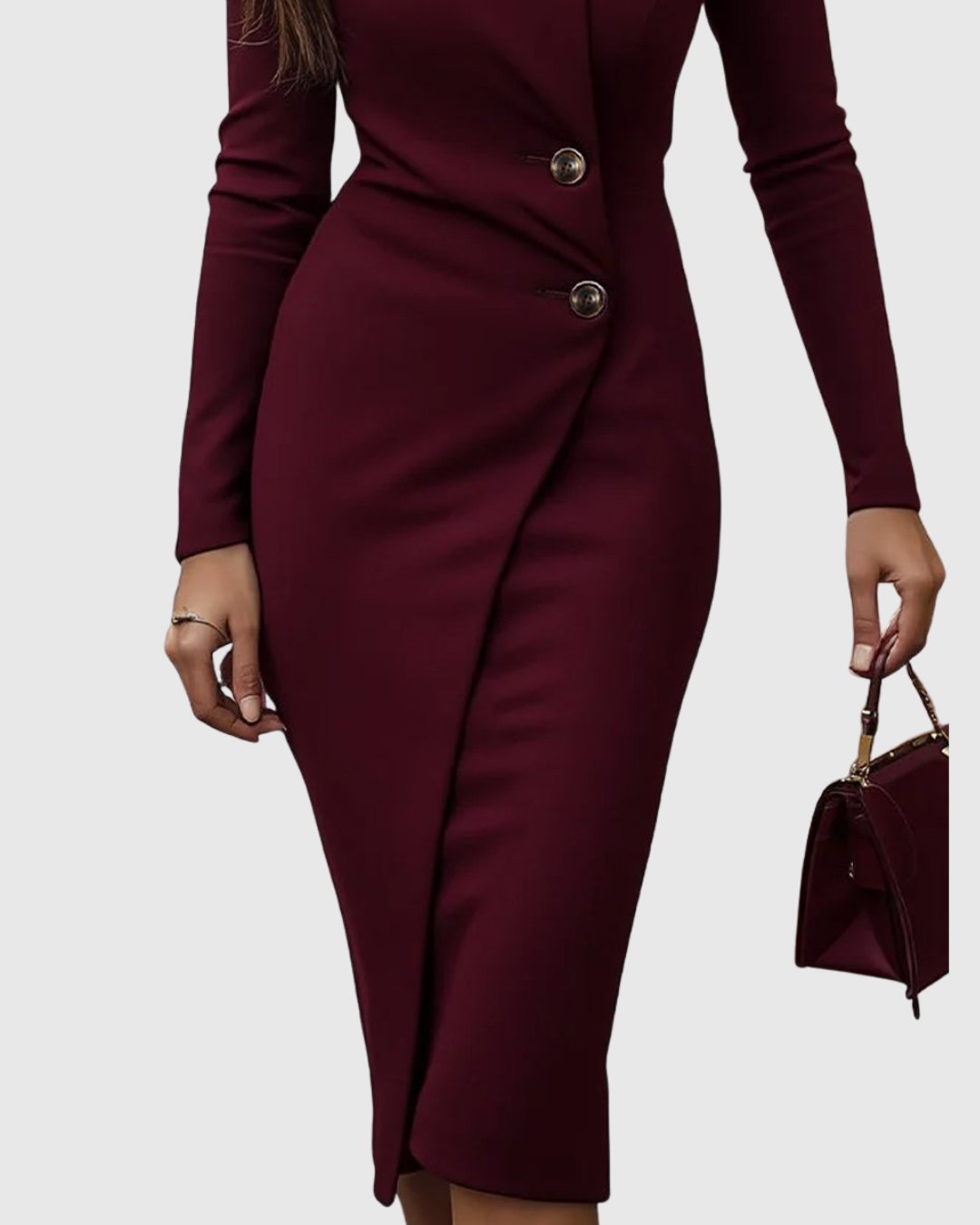 Women's Long Sleeve Wrap Bodycon Midi Party Dress