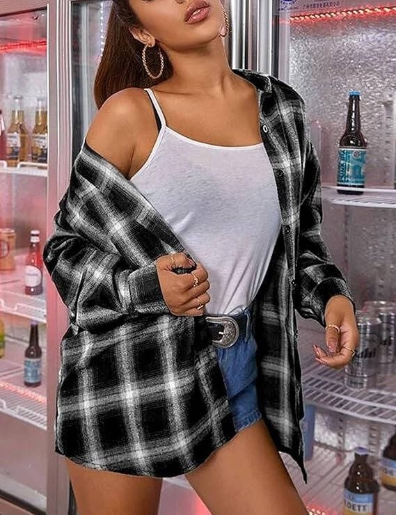 Women's Oversized Plaid Flannel Shacket