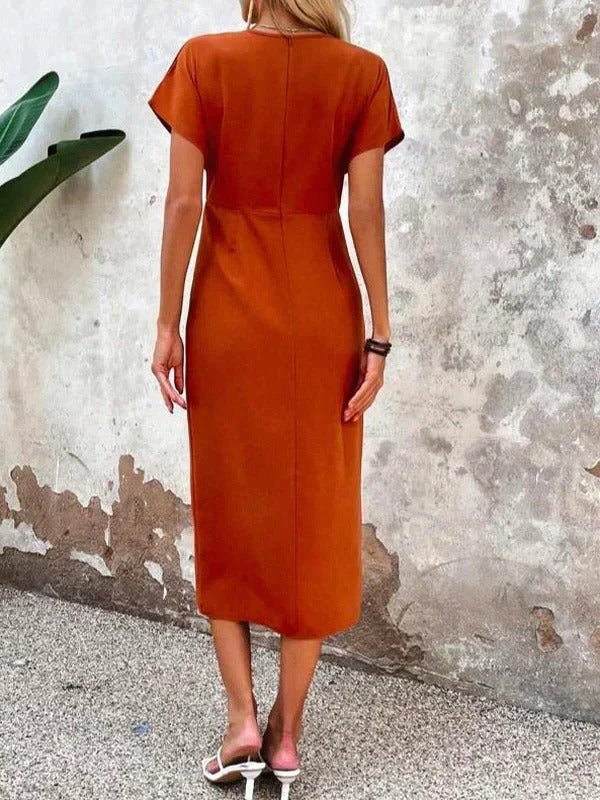 Women's Satin Bodycon Midi Party Wrap Dress