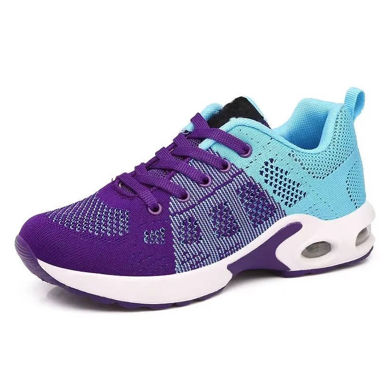 Women's Air Cushion Knit Lace-Up Platform Trainers
