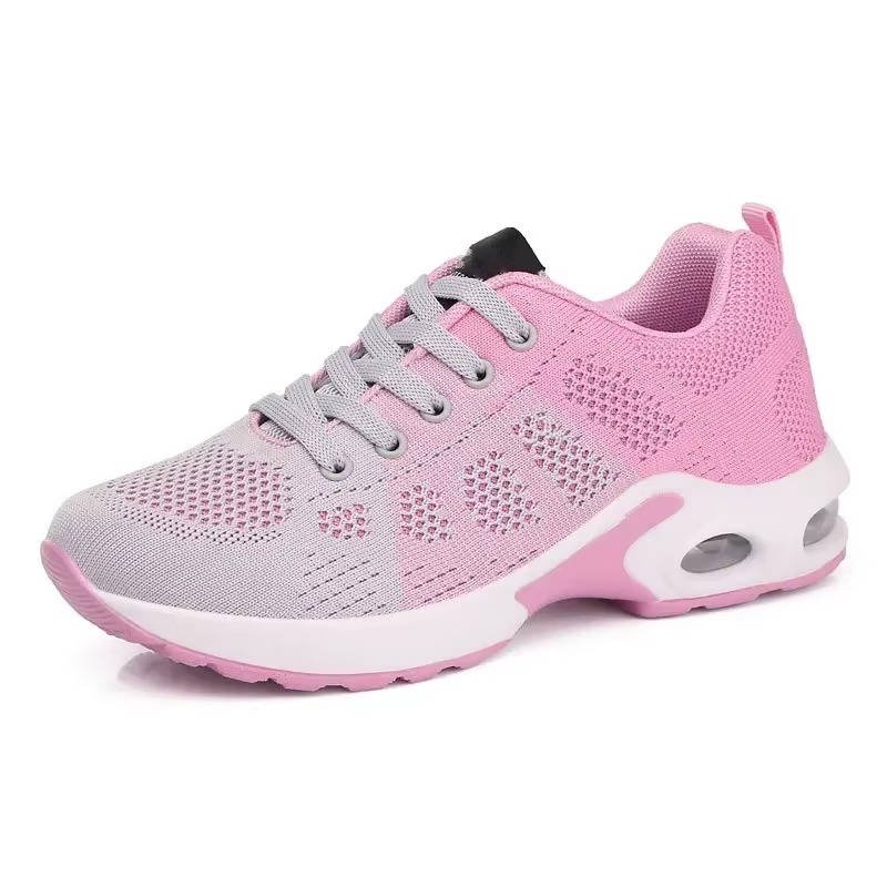 Women's Air Cushion Knit Lace-Up Platform Trainers