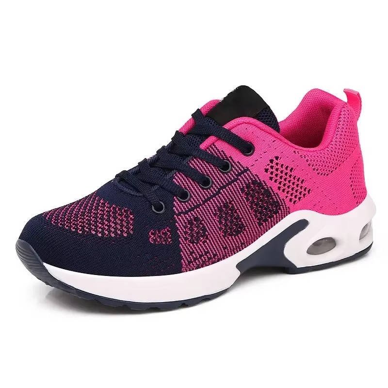 Women's Air Cushion Knit Lace-Up Platform Trainers