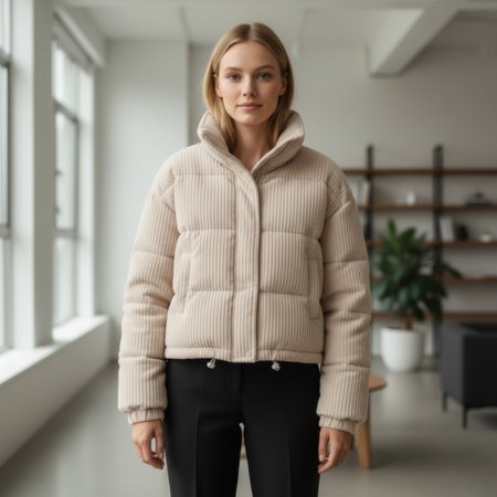 Women's Cropped Corduroy Puffer Jacket
