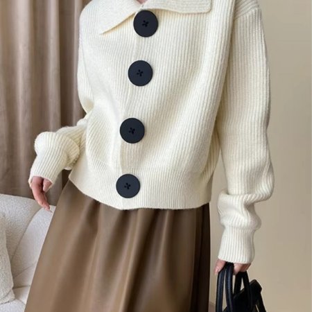 Women's Chunky Cropped Knit Ribbed Cardigan