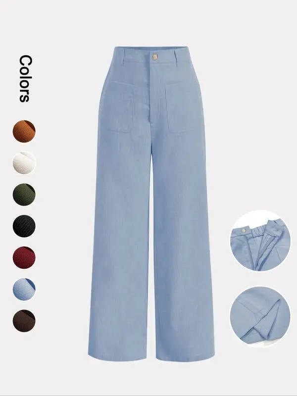 Women's High-Waisted Corduroy Wide-Leg Trousers