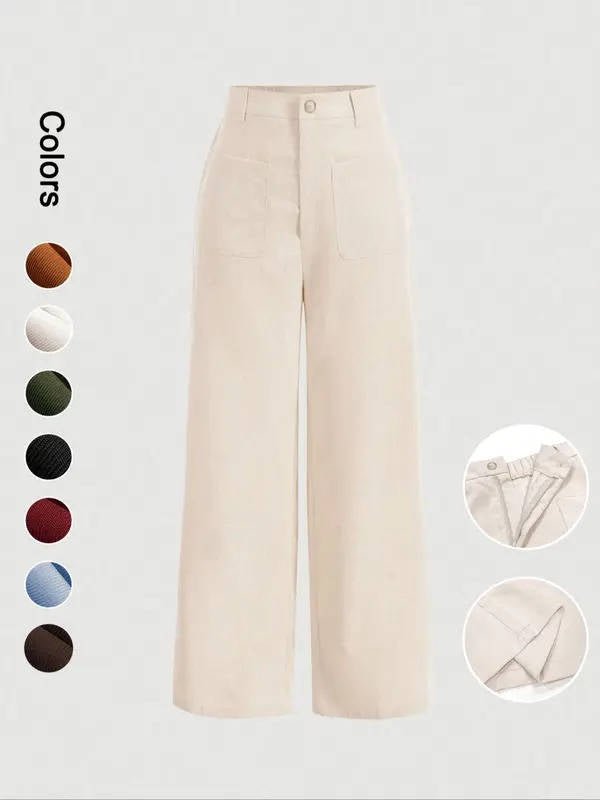 Women's High-Waisted Corduroy Wide-Leg Trousers