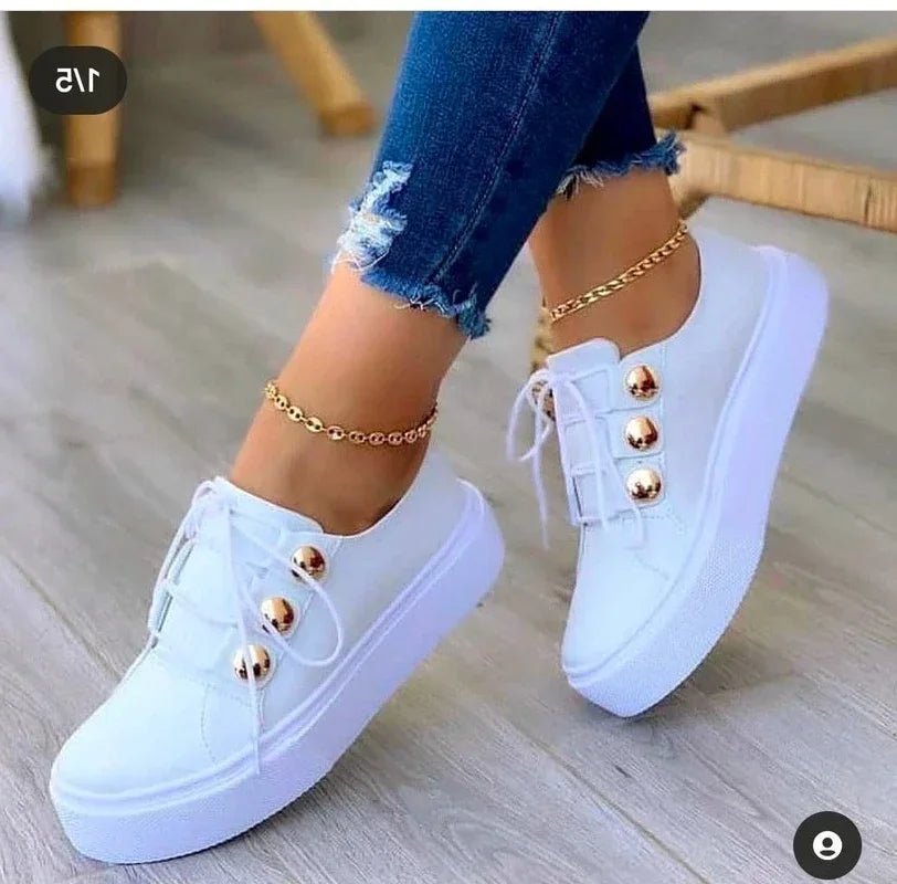Women's Faux Leather Platform Lace-Up Trainers
