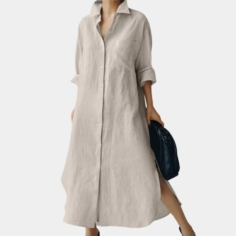 Women's Black Oversized Long Sleeve Maxi Shirt Dress