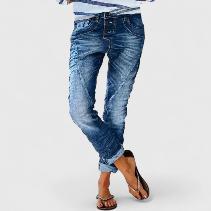 Women's Black Skinny Jeans - Medium Blue