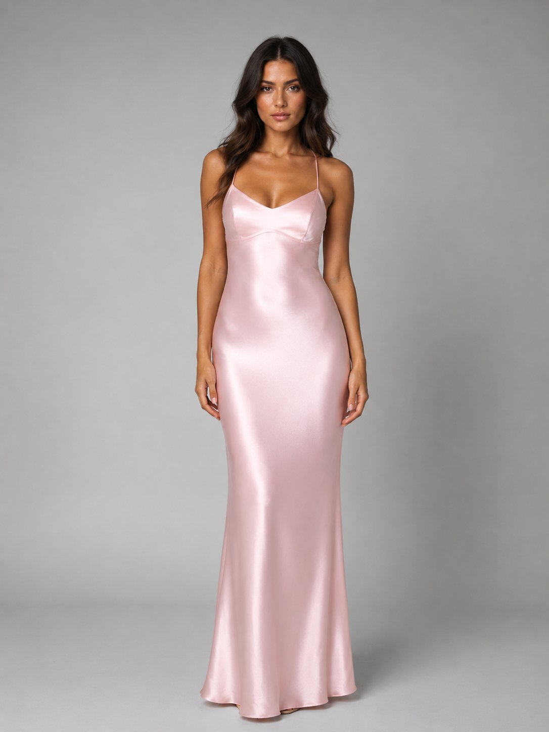 Women's Satin Maxi Party Slip Dress - Blush Pink