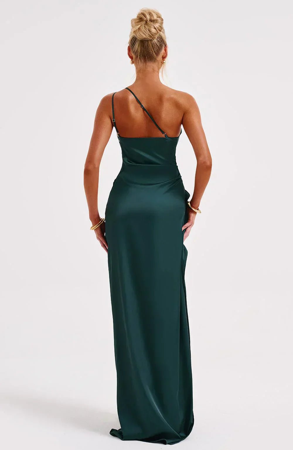 Women's Satin One-Shoulder Bodycon Maxi Party Gown