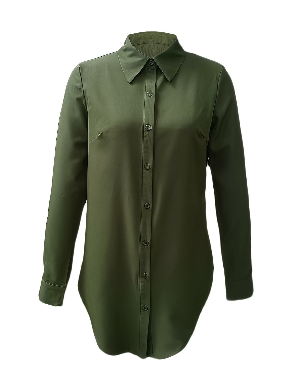 Women's Longline Button-Up Shirt - Apricot