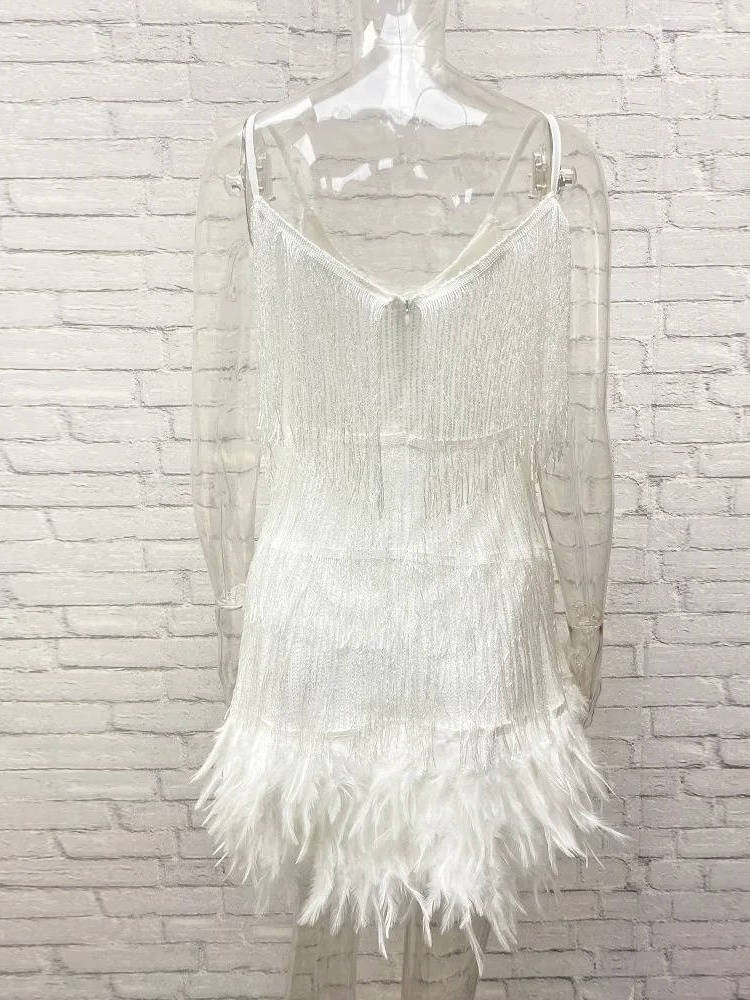 Women's Beaded Fringe Sequin Mini Party Dress