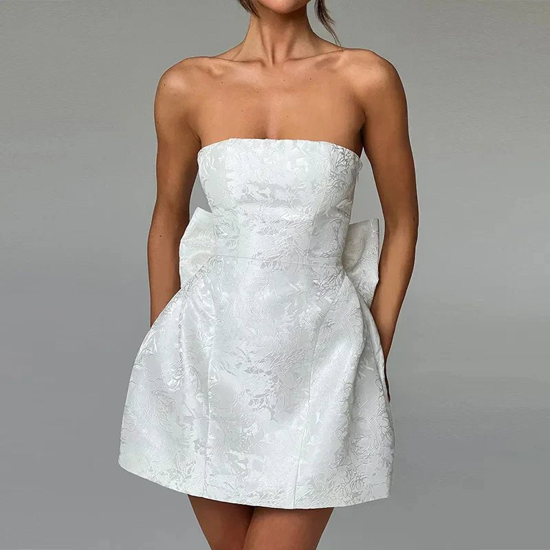 Women's Floral Cocktail Strapless Mini Party Dress