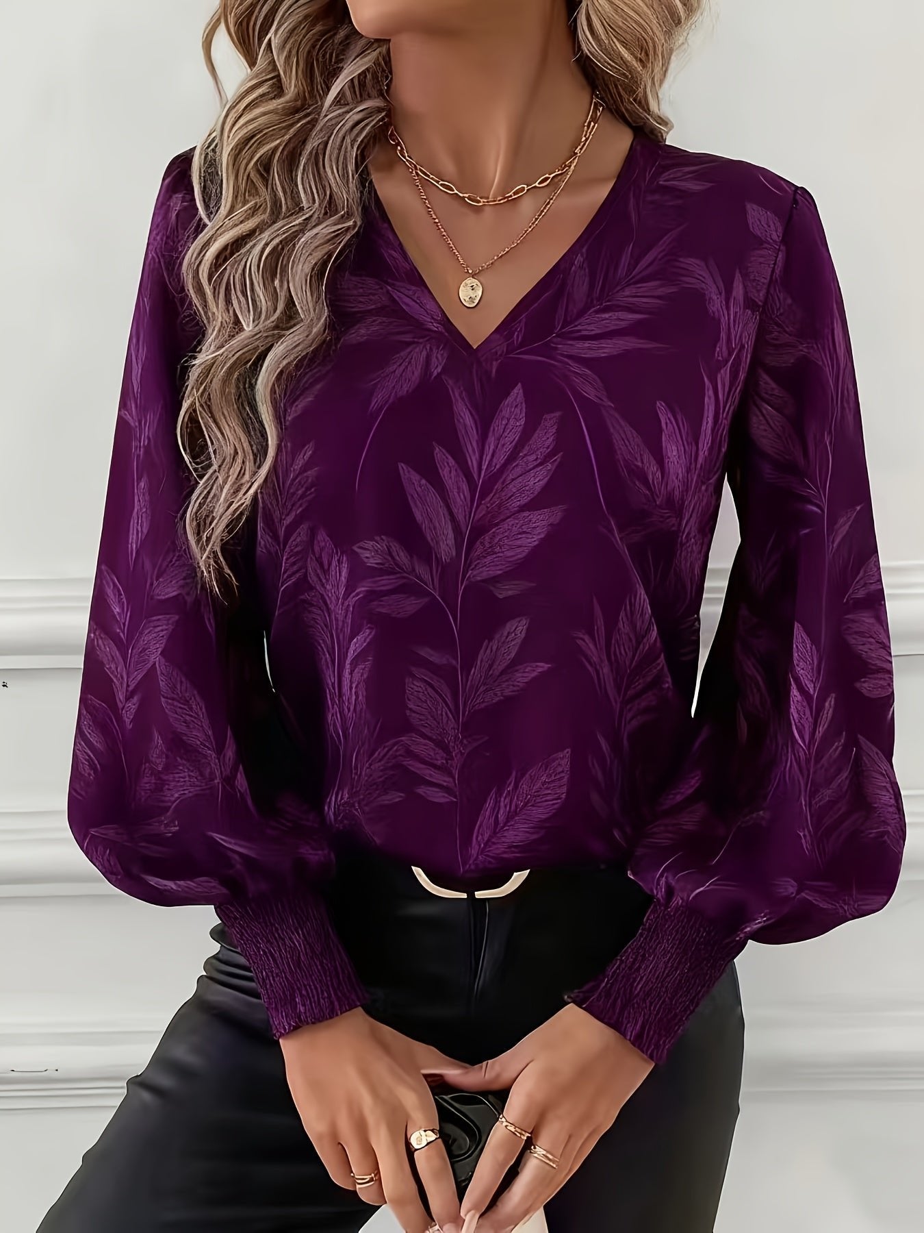 Women's Satin V-Neck Blouse