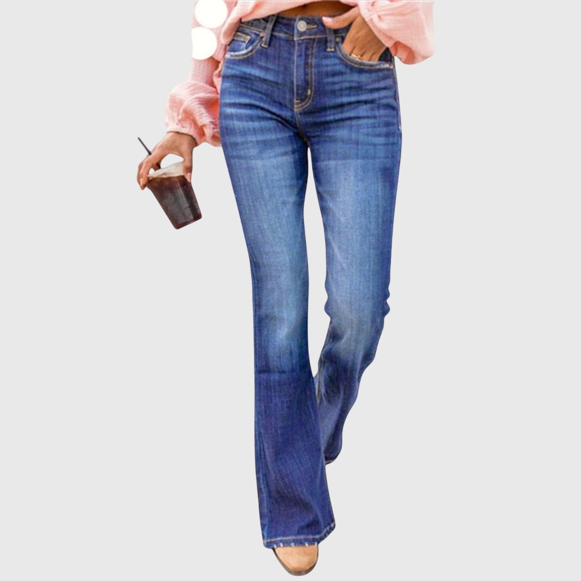 Women's Black High-Waisted Bootcut Jeans - Blue