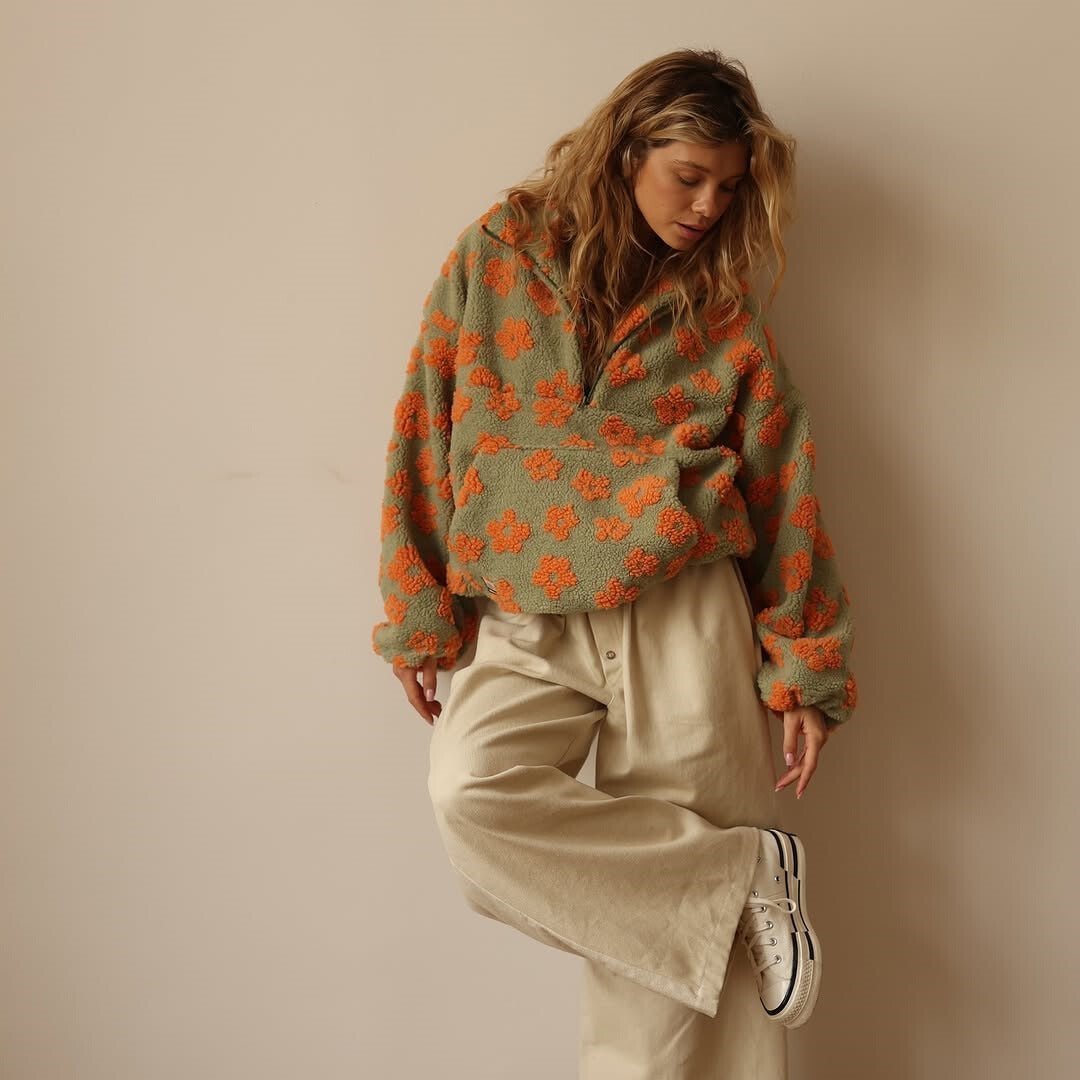 Women's Oversized Floral Sherpa Jumper