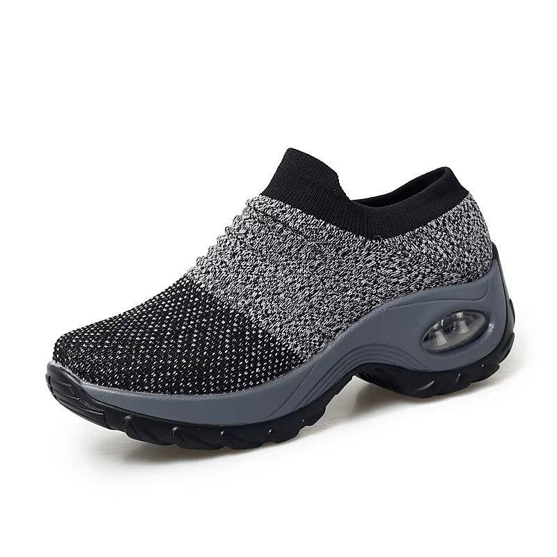 Women's Chunky Knit Platform Slip-On Trainers - Gray