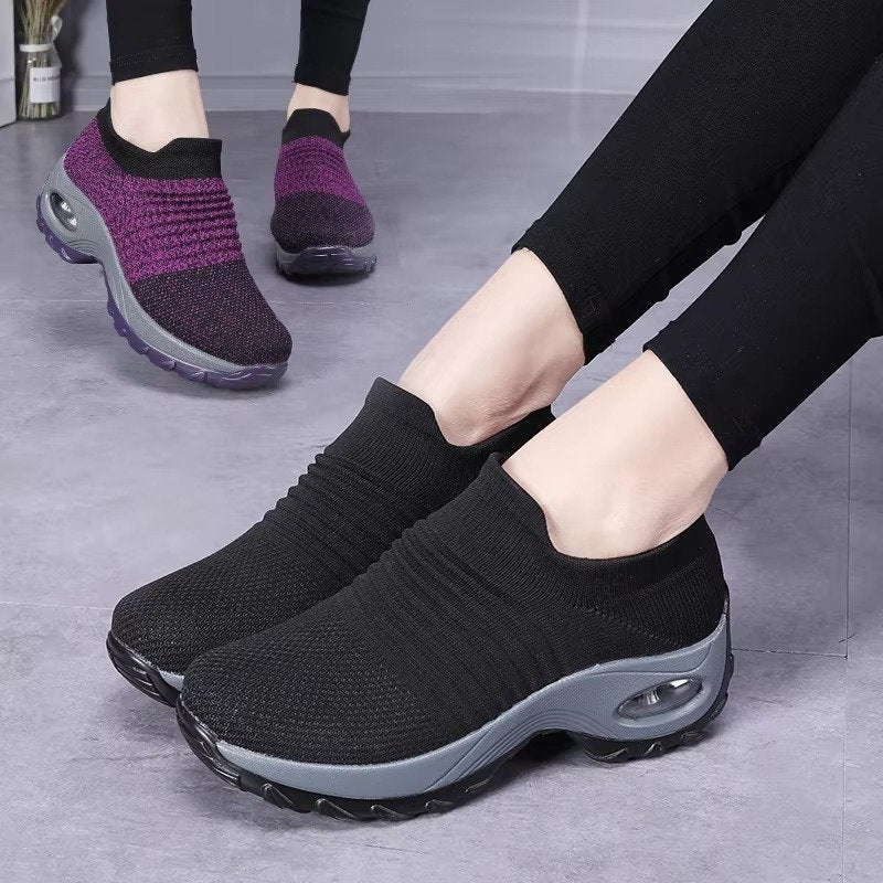 Women's Chunky Knit Platform Slip-On Trainers
