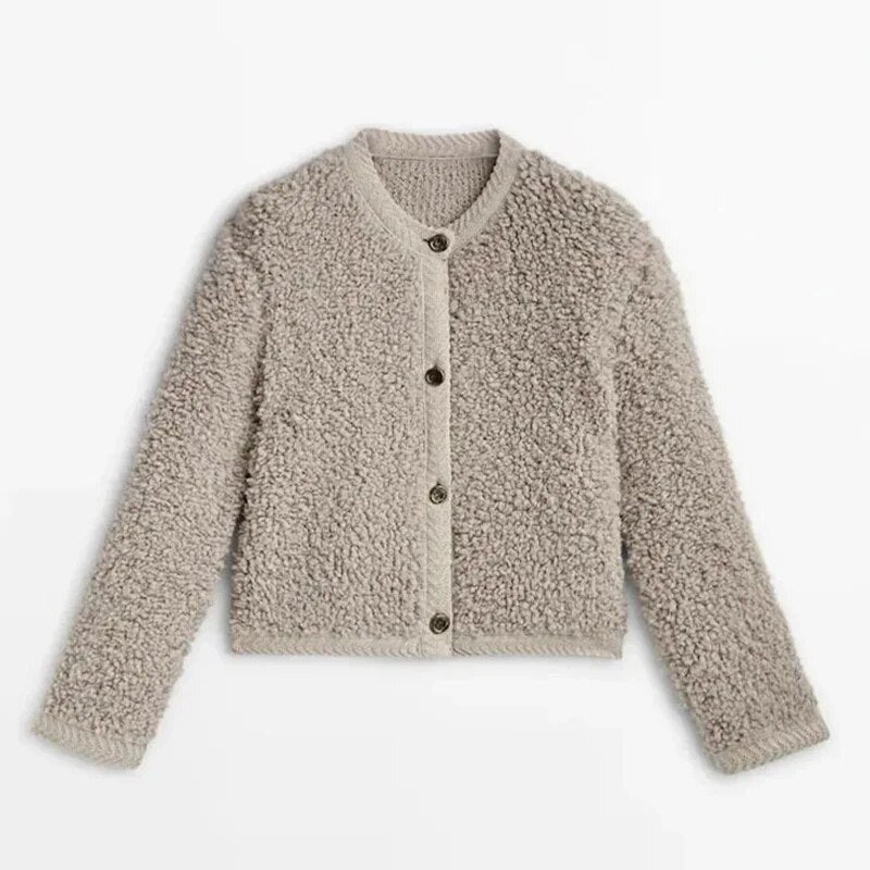 Women's Cropped Knit Cardigan - Khaki