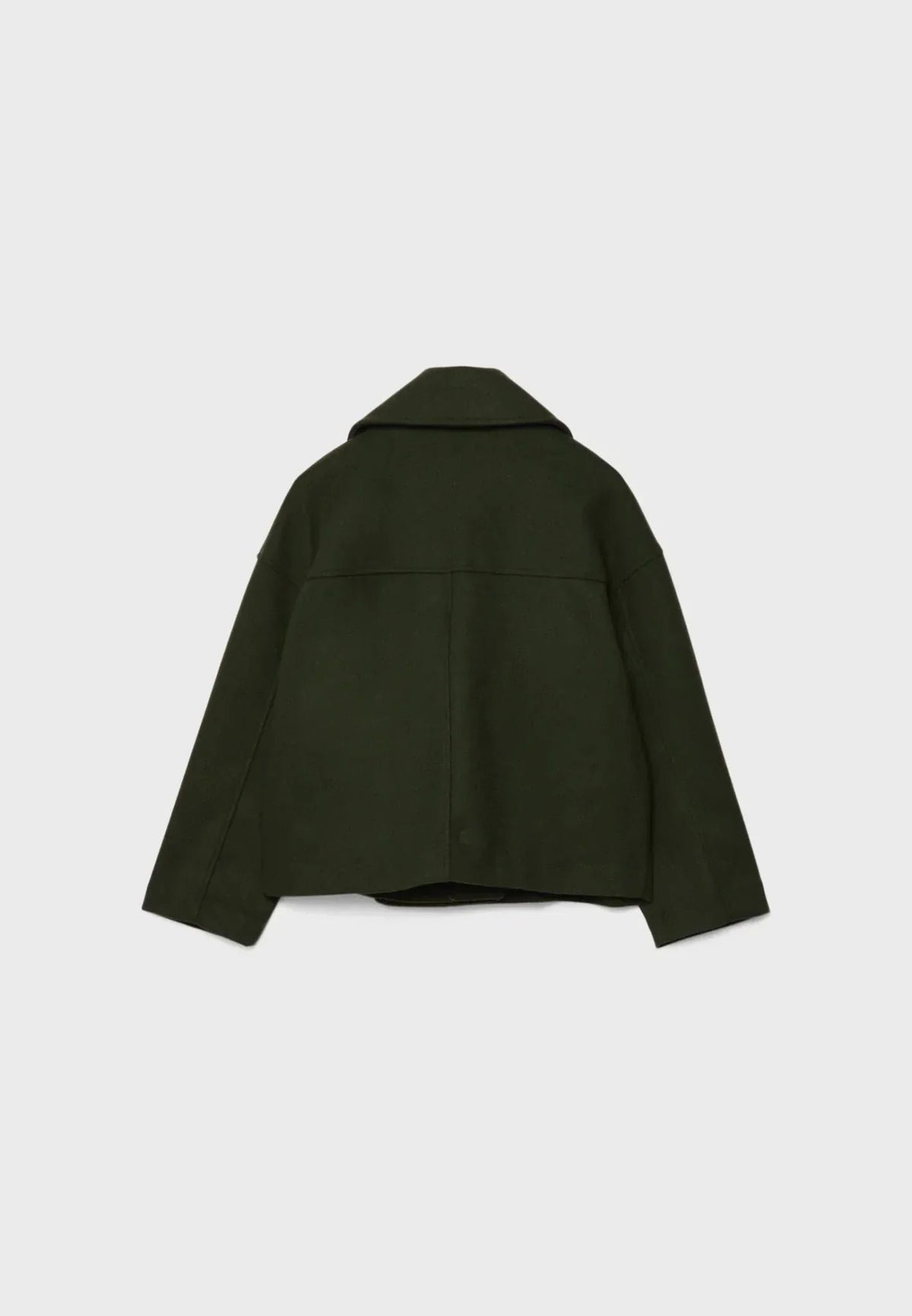 Women's Oversized Cropped Wool Peacoat - Green