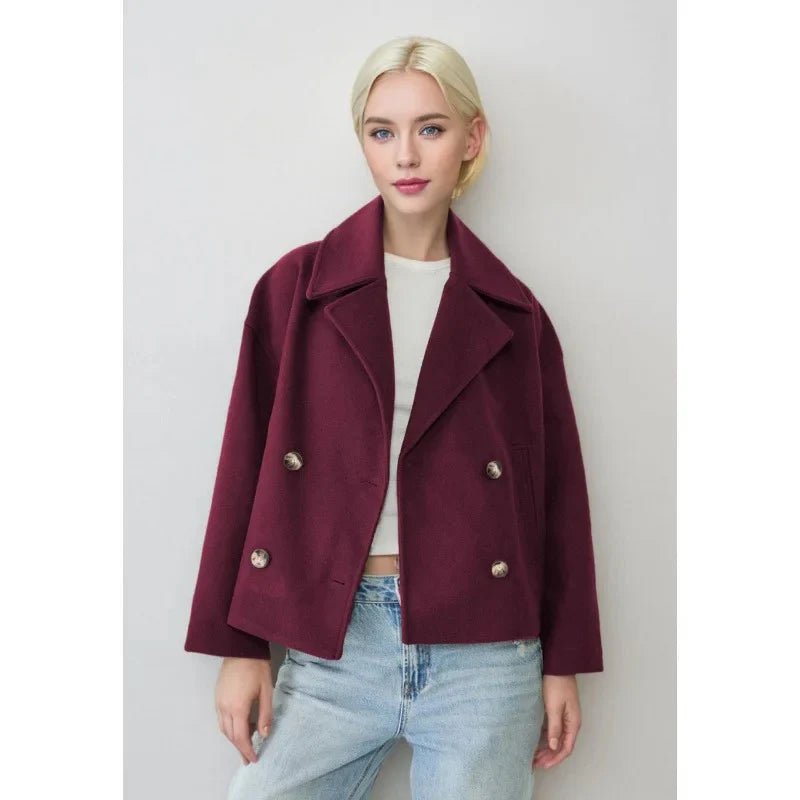 Women's Oversized Cropped Wool Peacoat