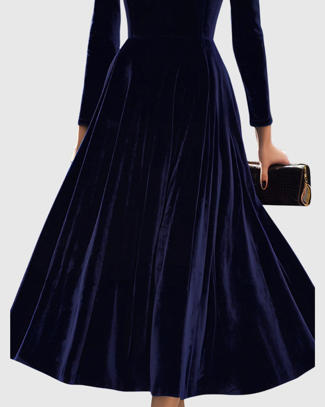 Women's Pleated Velvet Midi Party Dress