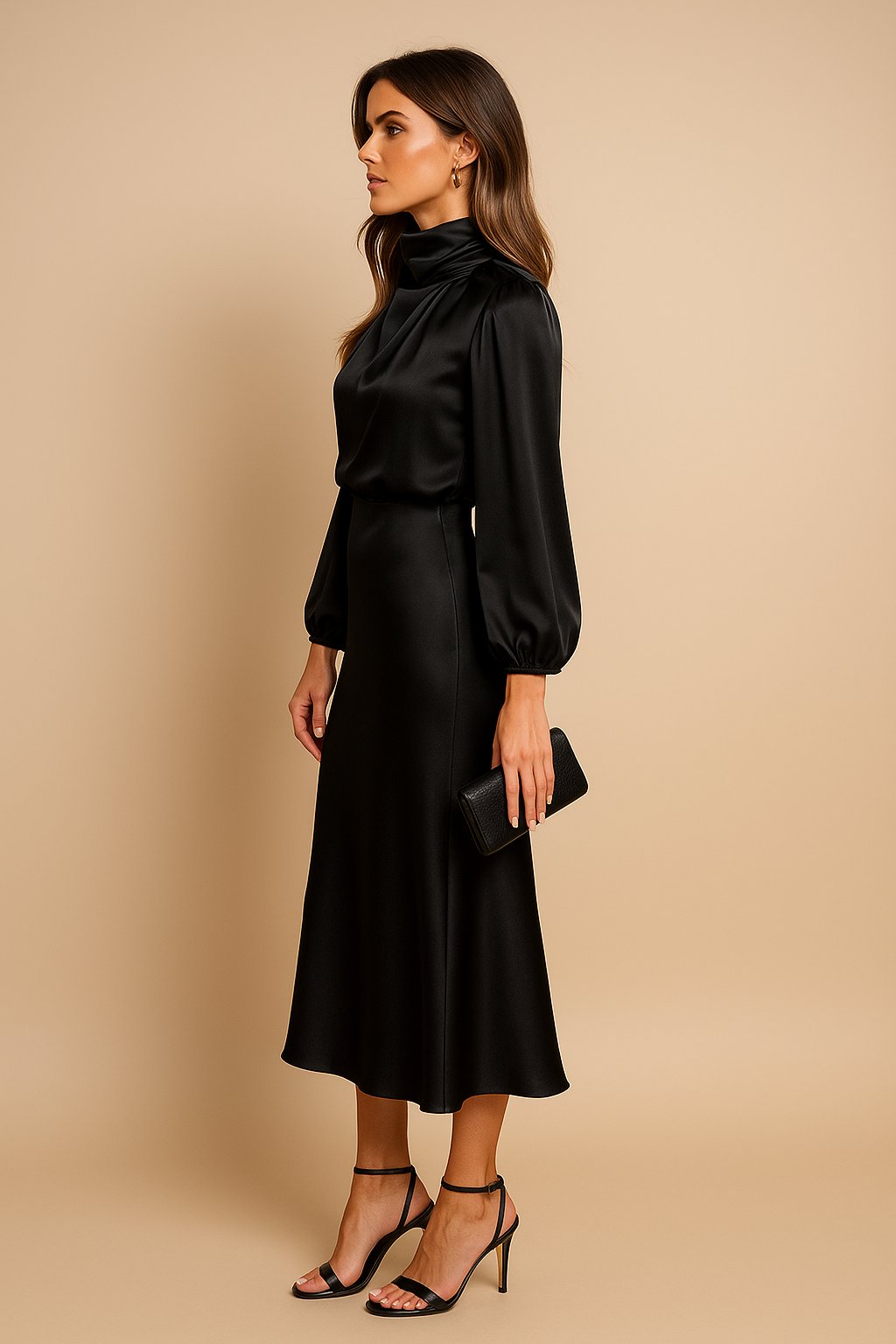 Women's Cocktail Satin Midi Party Dress