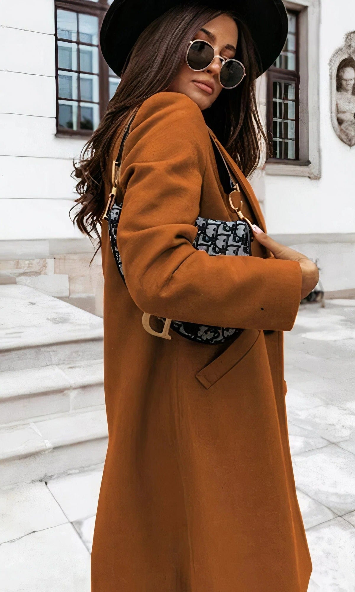 Women's Midi Belted Longline Wool Coat